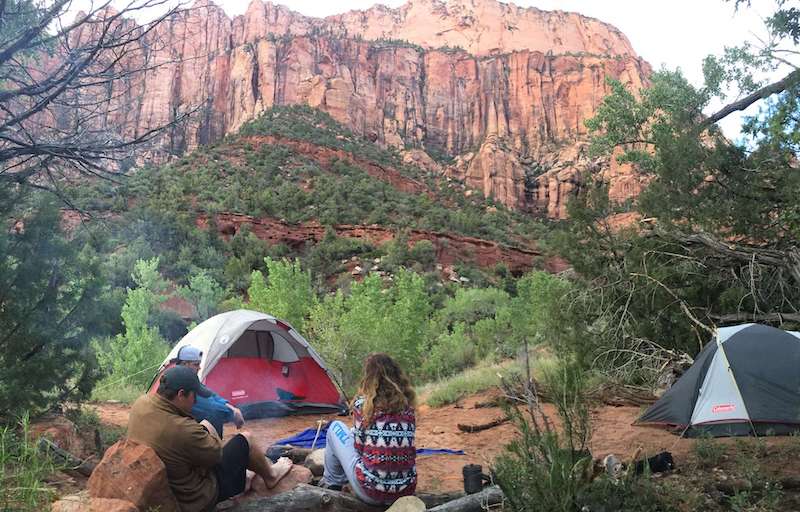 People tent camping at South Campground - Zion National Park lodging