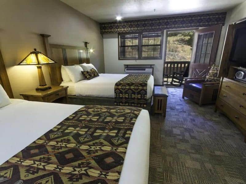 Suite interior with two queen beds at Zion National Park Lodge