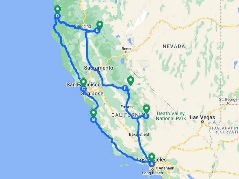 California Baseball Road Trip -- Travel — Mapping the path