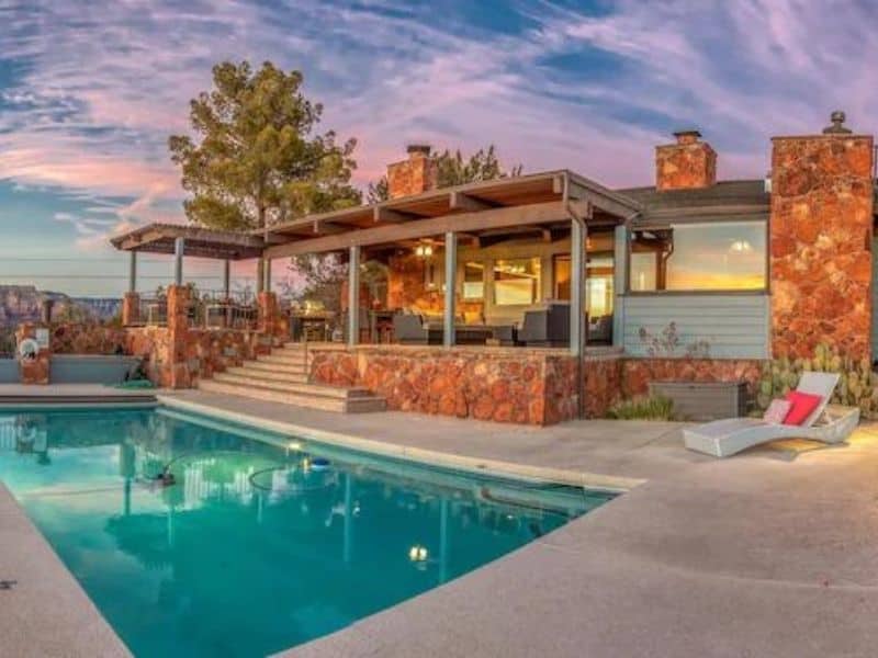 Exterior of Luxury Sedona Airbnb with Pool
