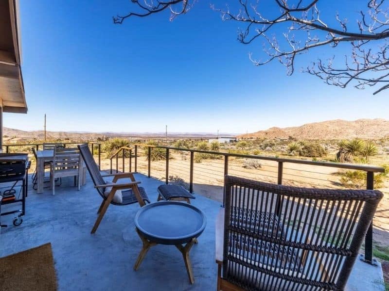 Outdoor patio looking in Joshua Tree desert