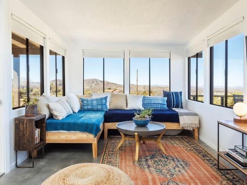 Sitting area in one of the prettiest Airbnbs in Joshua Tree