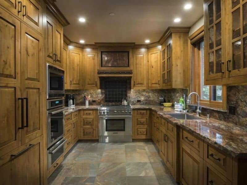 Modern kitchen at luxury Yosemite cabin rental