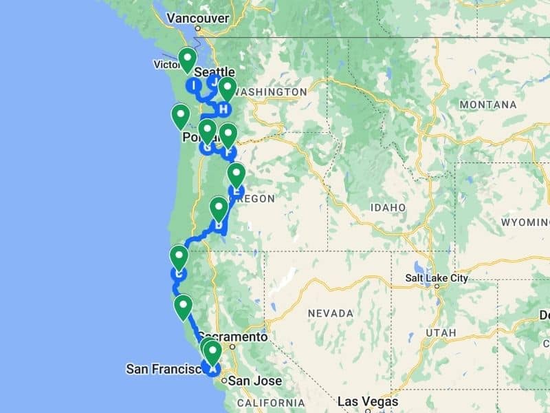 San Francisco to Seattle Road Trip 2024 Itinerary for Outdoor Lovers