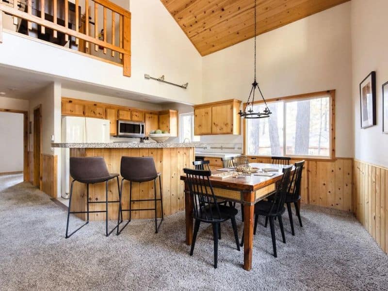 Kitchen and dining area at Big Bear cabin rental
