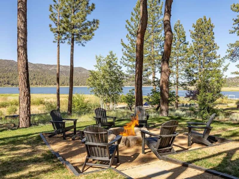 Outdoor firepit on Big Bear Lake, CA