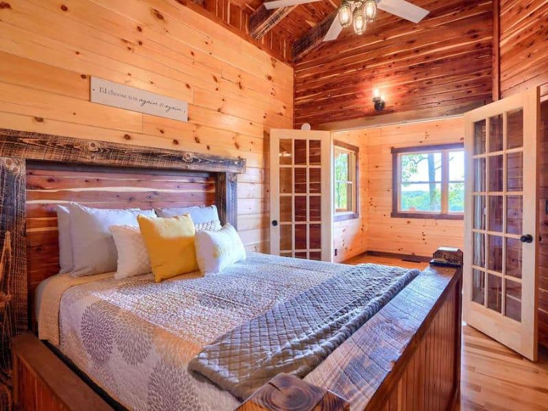 Bedroom at Treehouse rental in Hocking Hills