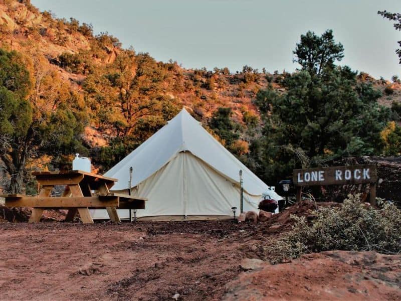 Canvas tent glamping at Zion View Camping