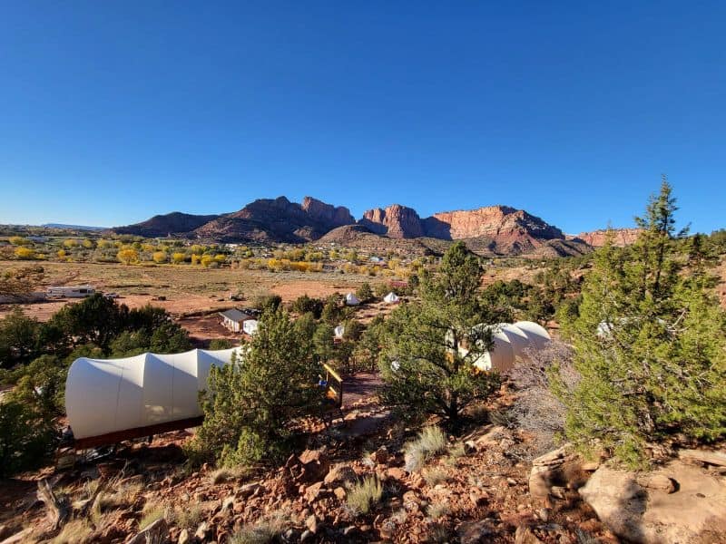Aerial view of Zion View Campground and Glamping in Hildale, UT