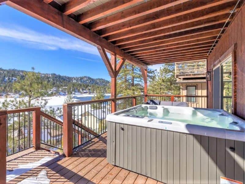 Luxury Big Bear cabin rental with private deck and hot tub overlooking Big Bear Lake