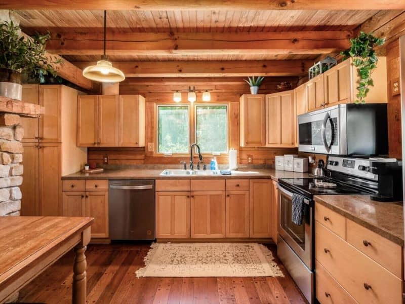 Modern wood kitchen with high-end appliances