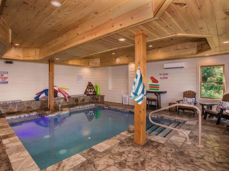 Indoor swimming pool at Gatlinburg cabin rental