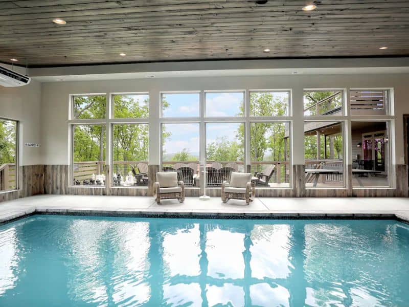 Large indoor pool in vacation rental in Gatlinburg, TN
