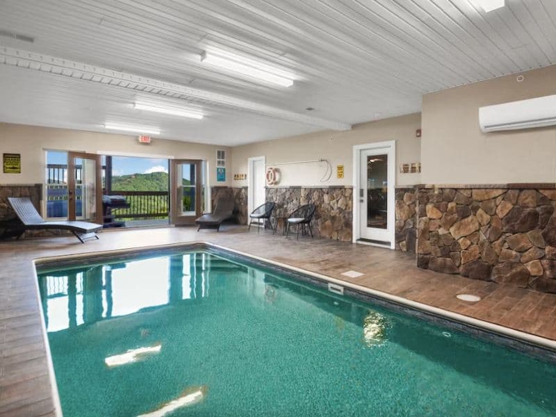 Indoor swimming pool at large Gatlinburg cabin rental