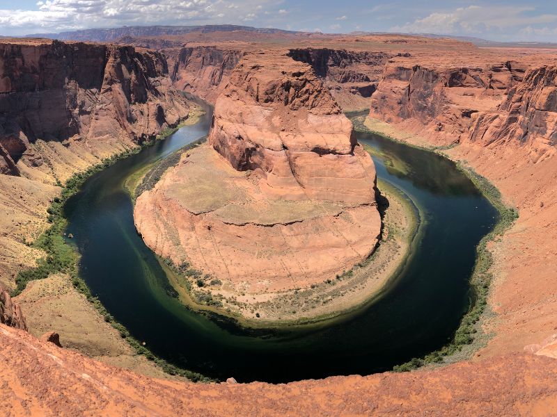 An aerial view of Horseshoe Bend in Page, AZ.